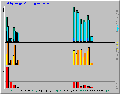 Daily usage for August 2026